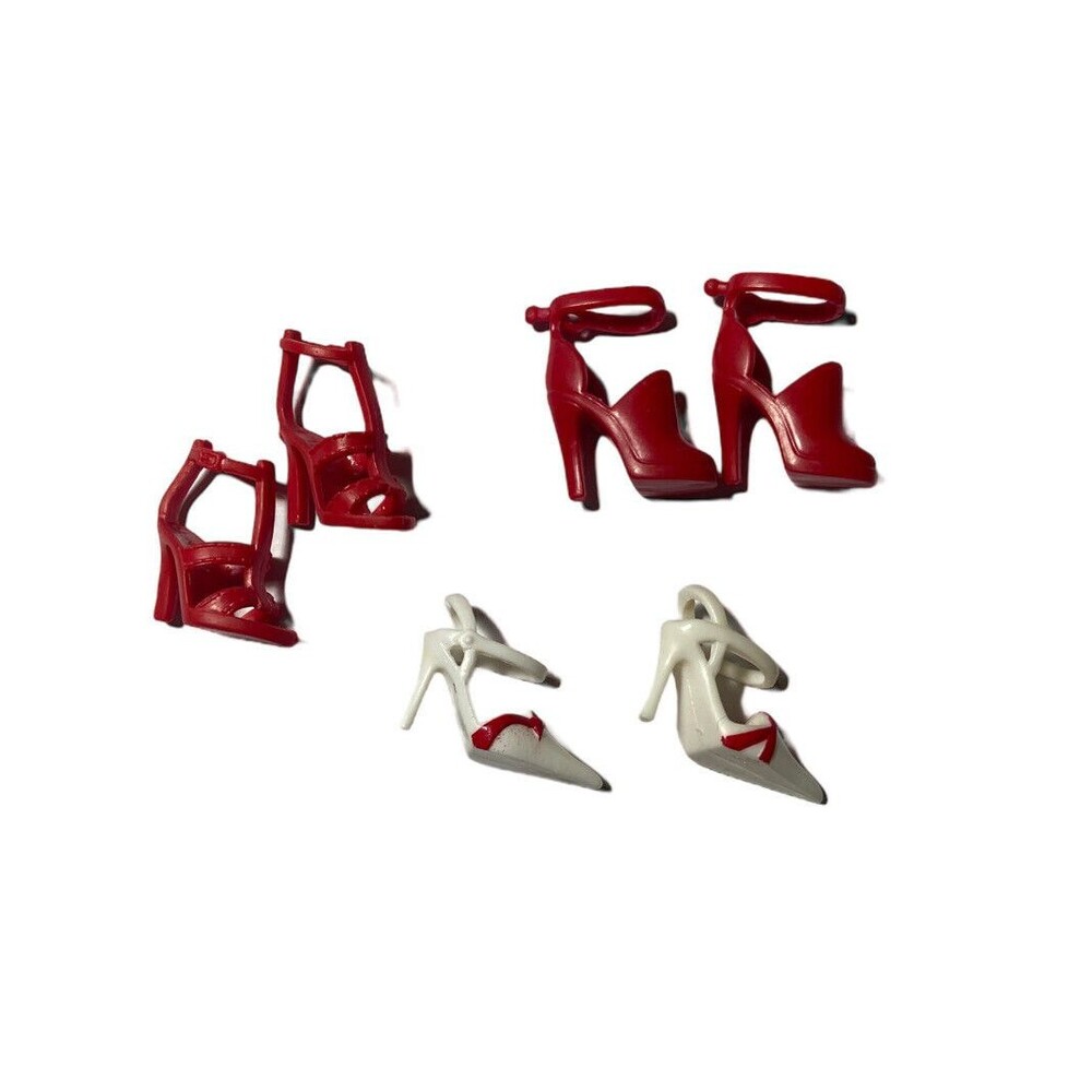 Barbie Red and White High Heel Shoes Reproduction Doll 3 pair